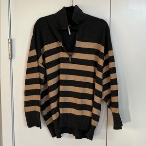 Free People Gray and Black Knit Top